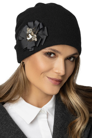 Vivisence Damen Wintermütze aus Schurwolle Elegante Warm Und Gemütlich Frauen Herbst Beanie Mütze Vliesfutter Antistatischem Effekt Ideal Für Kalte Wintertage Modell 7084, Schwarz