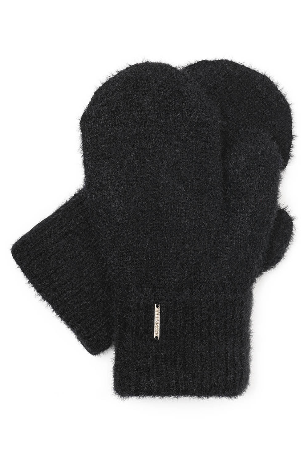 Vivisence Women's Gloves for Winter and Autumn Stylish Fleece Lined One Finger With Turned Up Hem Made From Soft Yarn Perfect For Cold Winter Days 7205, black