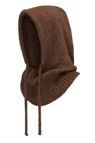 Vivisence Women Winter Hood Merino Wool Knitted Drawstring Fit Cozy Warmth, Brown