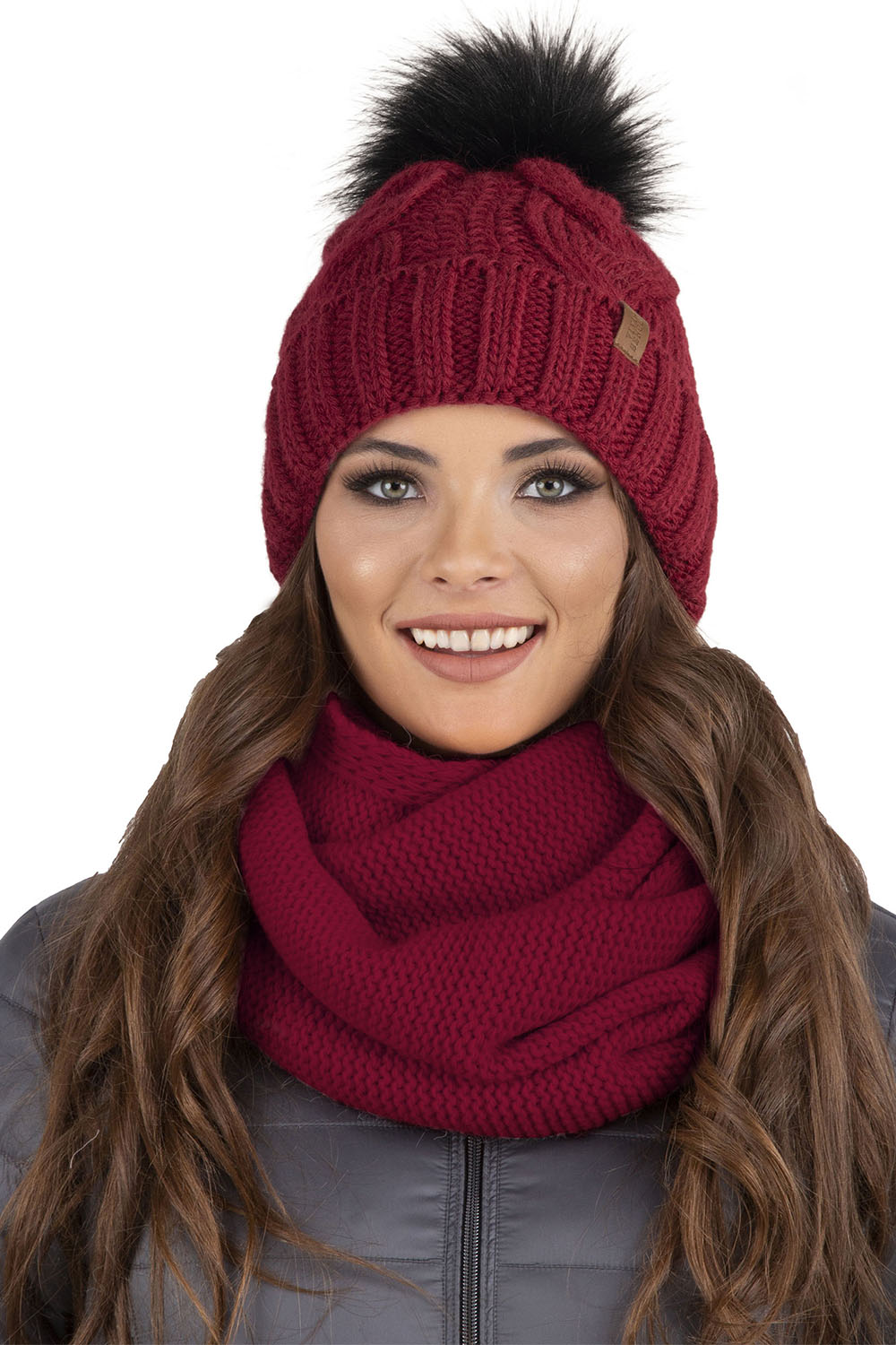 Vivisence Winter Hat With Pom Pom For Women Warm Ideal For Cold Days 7014, maroon