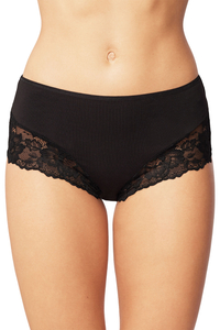 Vivisence culotte féminine classique taille haute avec dentelle 4008, noir
