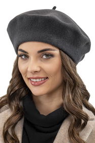 VIVISENCE Winter Baskenmütze Aus Wolle für Damen Ideal für Wintertage 7073, dunkelgrau