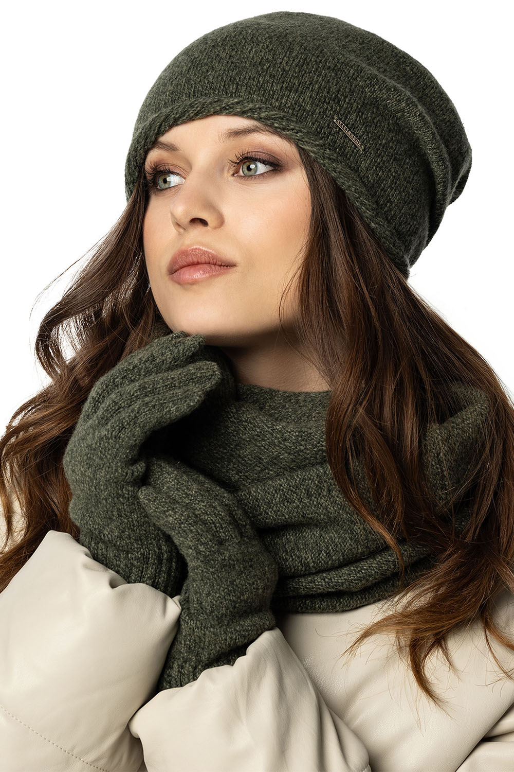 Vivisence Damen Mütze Winter Warmem Wollgarn Klassische Herbst Wintermütze 7087, grüne Melange