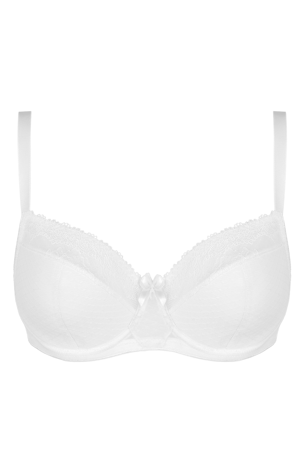 Vivisence Semi-Padded Bra Floral Lace Upper Cups Smooth Foam Bottom Cups Adjustable Wide Straps Supportive Wires Perfect for Gift Elegant Packaging, 