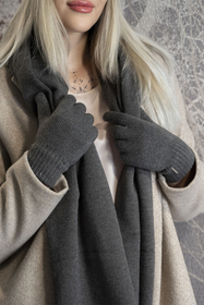 Vivisence Damen Handschuhe Winter Weichem und Warme Ideal für Kaltes Wetter 7202, schwarzgrau