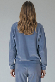 Vivisence Damen Sportbluse Sweatshirt Mit Rundhalsausschnitt Aus Velourstrick Mit Strickbündchen Und Langem Arm Lockerer Schnitt Für Freizeit Fitness Und Alltag 9005, 