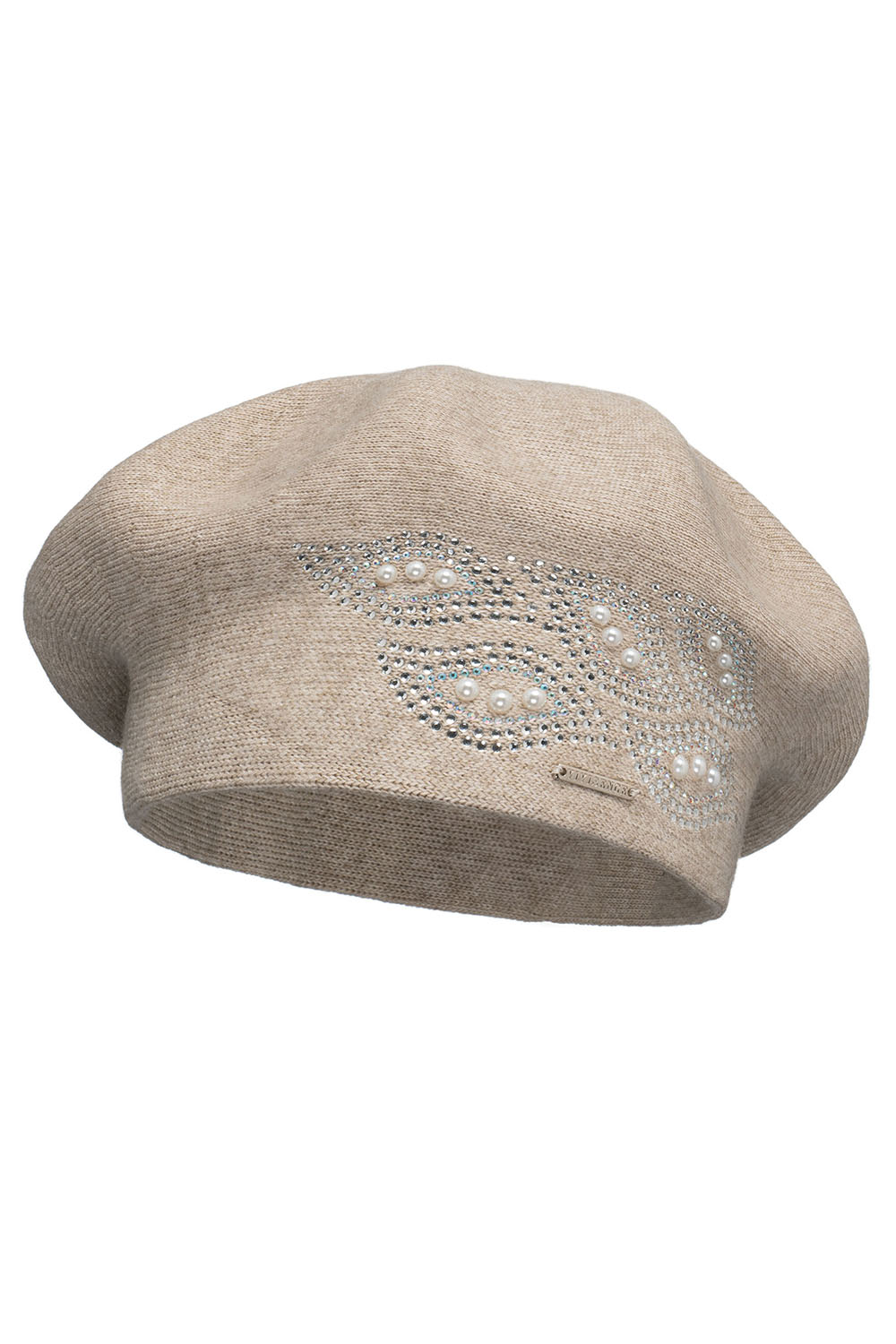 Vivisence Damen Baskenmütze mit Zirkonia-Applikation Ideal für Wintertage 7051, beige