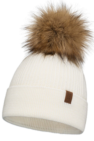 Vivisence Damen Bommelmütze Winter Wintermütze Bommel Herbst Warmem 7042, ecru