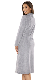 Vivisence Robe Cotton Belted Pockets Double-Sided Soft Cozy Daily Use 5022, grey