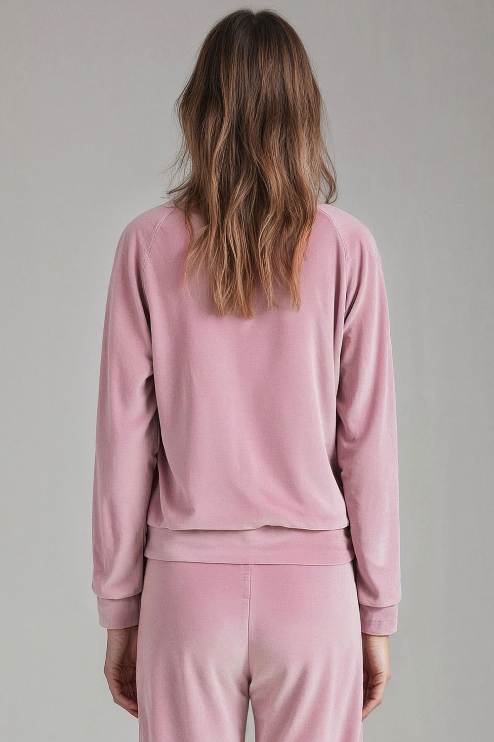 Vivisence Damen Sportbluse Sweatshirt Mit Rundhalsausschnitt Aus Velourstrick Mit Strickbündchen Und Langem Arm Lockerer Schnitt Für Freizeit Fitness Und Alltag 9005, 