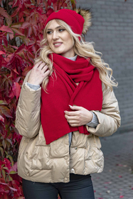 Vivisence Damen Bommelmütze Winter Wintermütze Bommel Herbst Warmem 7042, rot