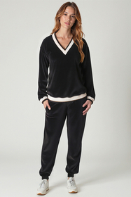 Vivisence Damen Trainingsanzug Set Velour Mit Taschen Für Komfort Beim Freizeitlook 9201, 