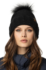 Vivisence Winterset Für Damen Mütze Mit Öko-Kunstpelz-Bommel Und Wärmendem Loop-Schal Perfekte Passform Mit Antistatischem Fleecefutter Hergestellt Aus Garn Ideal Für Kalte Wintertage, Schwarz