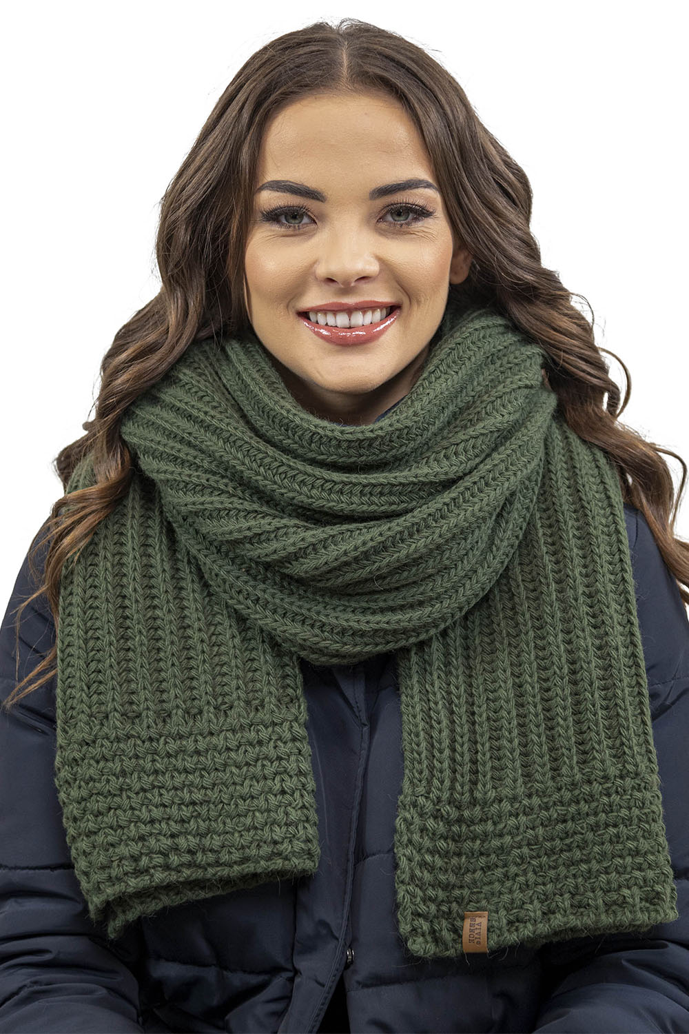 Vivisence Écharpe Tricotée Femme Classique Douce Et Chaude Pour L’Hiver 7016S, vert