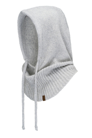 Vivisence Women Winter Hood Merino Wool Knitted Drawstring Fit Cozy Warmth, Grey