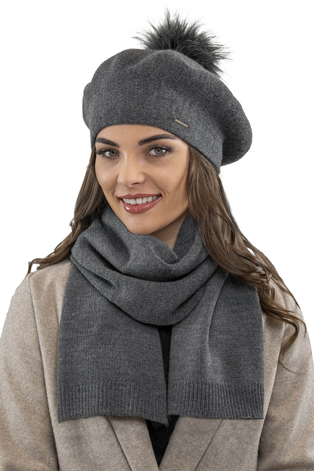 Vivisence Écharpe Femme Hiver Avec Nœud Décoratif Pour Les Journées Froides 7104, gris foncé