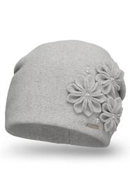 Vivisence Damen Wintermütze Wolle Blumenapplikation Warm Antistatisch 7053, hellgrau