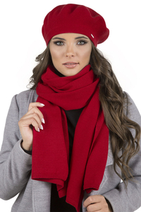 Vivisence Béret Et Écharpe Femme Pour L'automne et L'hiver En Laine Et Acrylique Ensemble Chic Pour L'Hiver Accessoire Mode Durable Pour Cadeau Parfait Confort Et Élégance 7005Kmpl, rouge