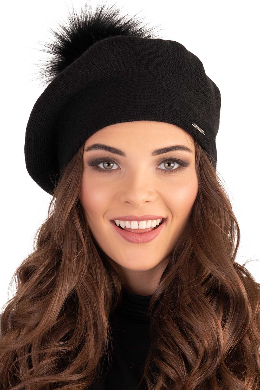 Vivisence Elegant Women's Winter Set Including Beret With Pompom And Matching Scarf Made Of Warm Fabric Perfect For Cold Winter And Autumn Days, black