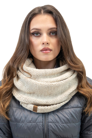 Vivisence Damen Bommelmütze Und Loop-Schal Mit Bommel Ideal Für Wintertage 7014, hellbeige