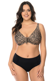 Vivisence Bikini Oberteil Damen Bügel Schleife Formend Stützfunktion 3203, beige-schwarz