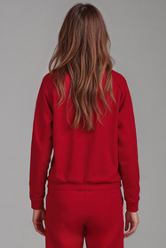 Vivisence Sweatshirt Damen Mit Rundhalsausschnitt Aus Baumwolle Langer Ärmel Bequemer Schnitt 9004, rot