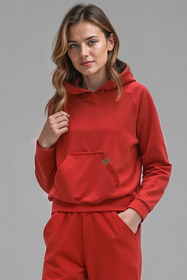 Vivisence Sweatshirt Baumwolle Lockerer Schnitt mit Kapuze Komfort Für Freizeit 9003, rot
