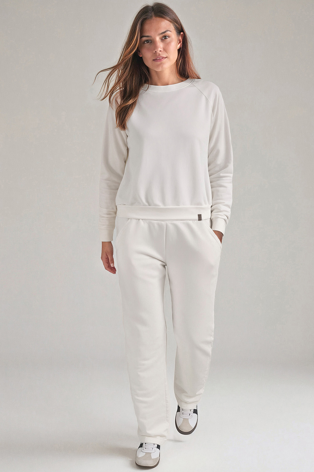 Vivisence Loungewear Damen Trainingsanzug Set Lockerer Schnitt Rundhals Freizeitanzug Mit Taschen 9205, 