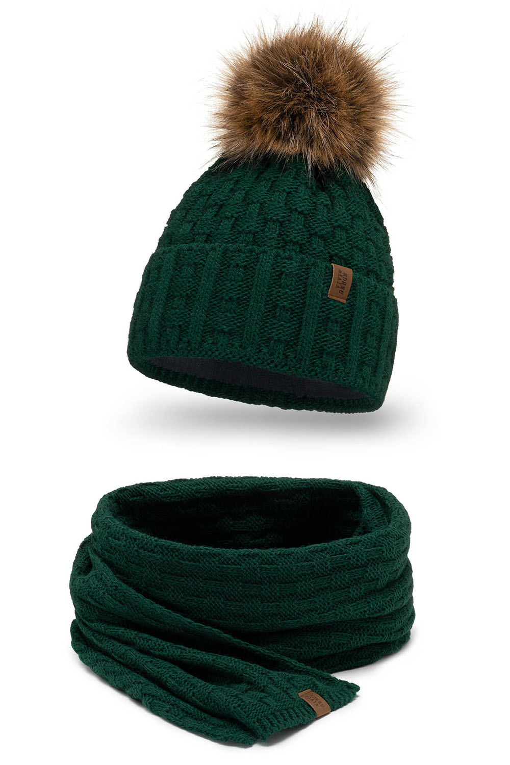 Vivisence Wintermütze mit Bommel Damen Warmes Ideal Für Kalte Wintertage 7015, grün