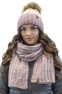 Vivisence Bonnet À Pompon Femme Doublé En Polaire Ensemble D’Hiver Assorti 70101, rose