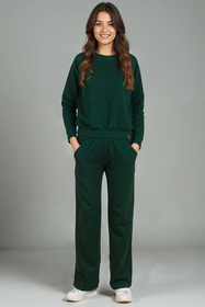 Vivisence Loungewear Damen Trainingsanzug Set Lockerer Schnitt Rundhals Freizeitanzug Mit Taschen 9205, 