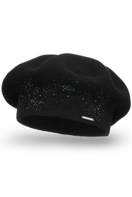 Vivisence Damen Baskenmütze Winter Herbst Warme Barette Wolle Elegante Stil 7050, schwarz