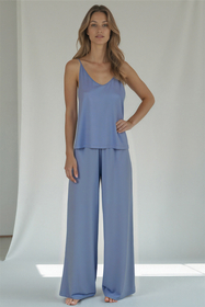 Vivisence Femme Pantalon de Pyjama Tricot Respirant Confort Pour la Nuit 2102, bleu ciel
