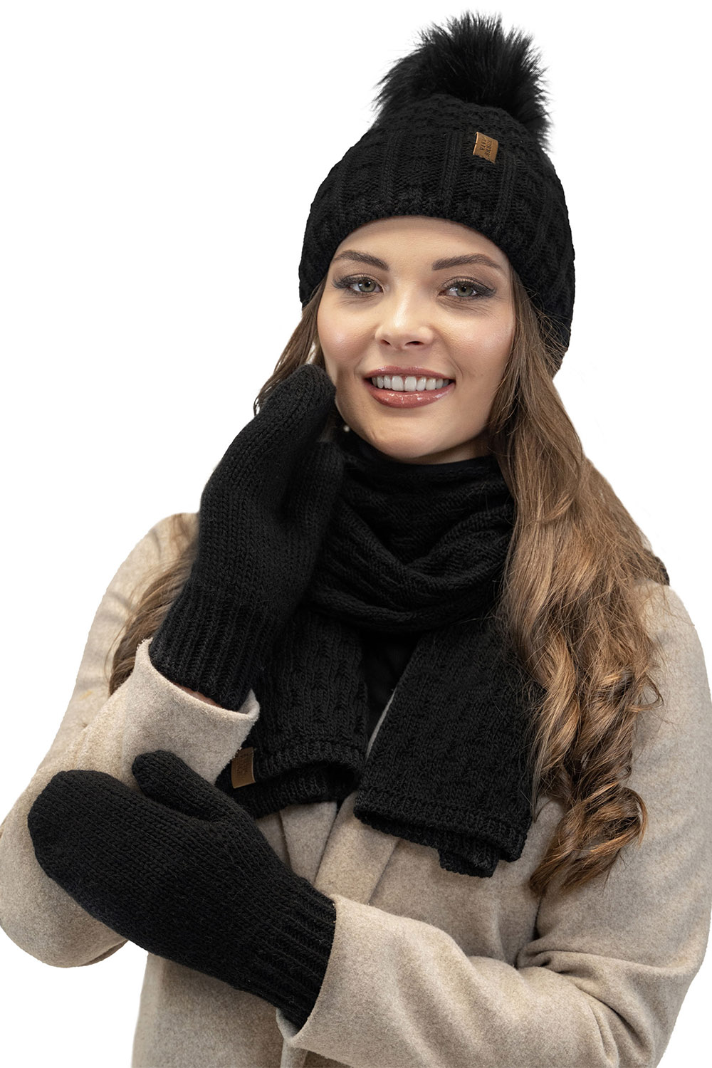 Vivisence Women's Winter Scarf Soft And Warm For Cold Days 7015S, black