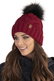 Vivisence Winter Hat With Pom Pom For Women Warm Ideal For Cold Days 7014, maroon