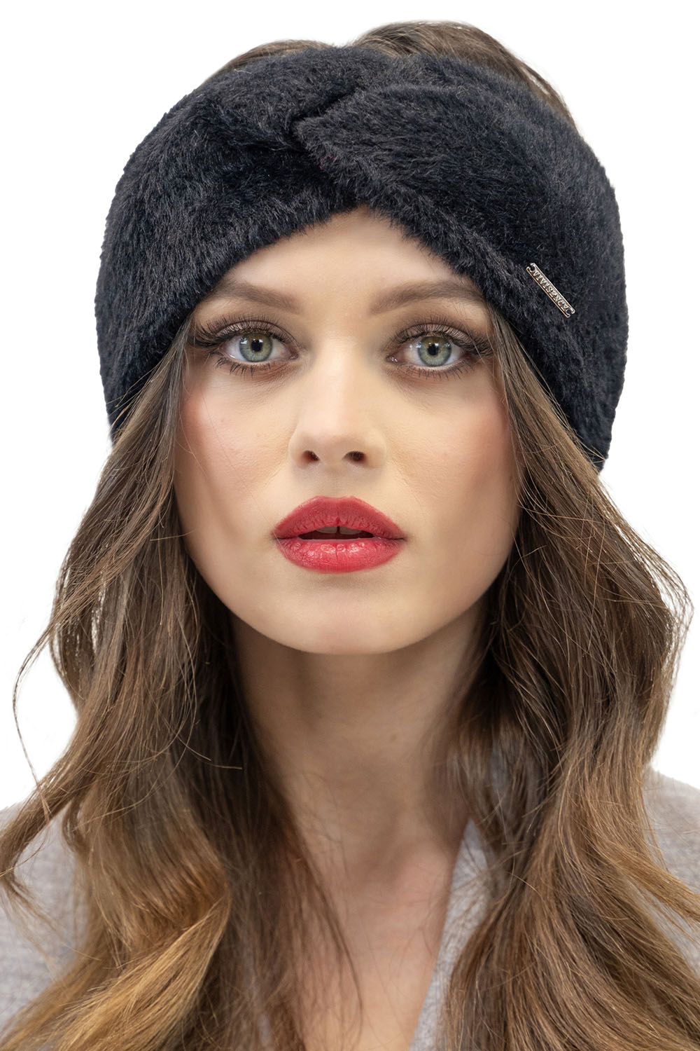 Vivisence Stirnband Damen Flauschig Gefüttert Verkreuzt Warm Herbst Winter 7093, schwarz