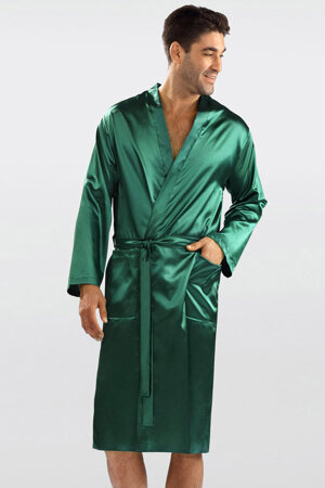 Dkaren smooth satin mens robe Christian, Green