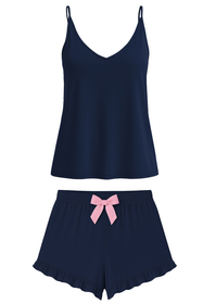 Vivisence Women's Pyjama Set Viscose V-Neckline Decorative Bow 2044, 