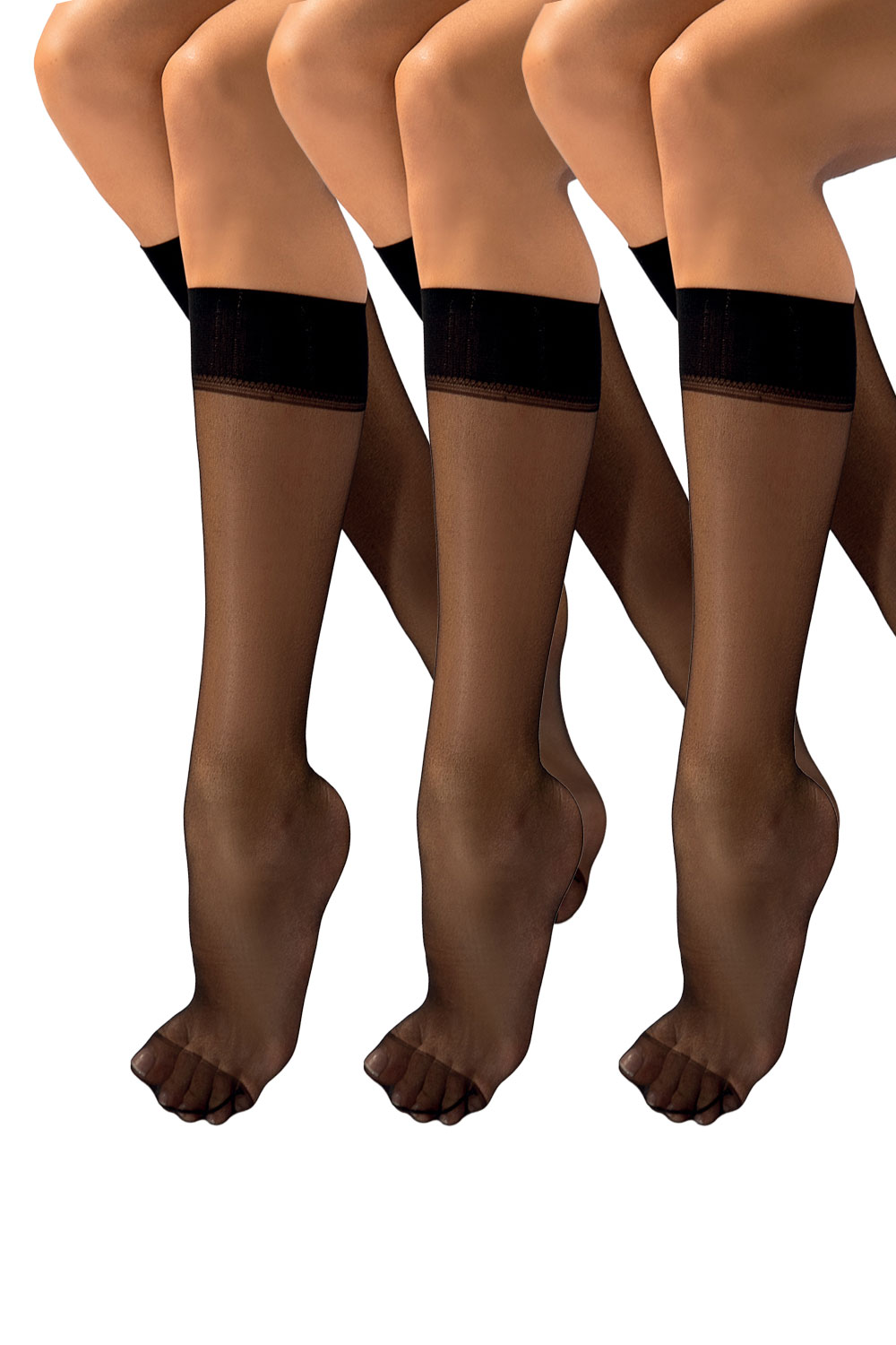 Vivisence Chaussettes Hautes Femme Montantes De Qualité Supérieure Pour Un Confort Optimal Avec Épaisseur 20 Den Renforcées Aux Orteils Bords Élastiques Larges Ne Comprimant Pas Avec Lot De 3, nero