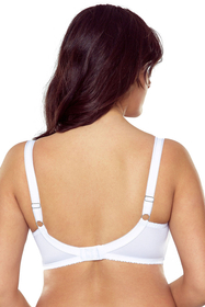 Vivisence Women's Demi Padded Bra Embroidered Mesh Microfibre Underwired Side Boning Adjustable Straps, white