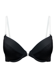 Vivisence Women's Clear Strap Bra Push Up Invisible Backless Clear Back Bra with Transparent Straps for Backless Dresses, black