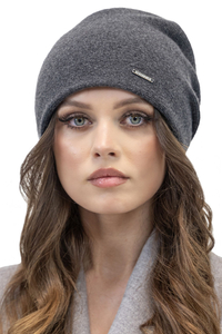 Vivisence Bonnet Femme En Laine Plissé Doublé Polaire Confort Quotidien 7085, gris foncé
