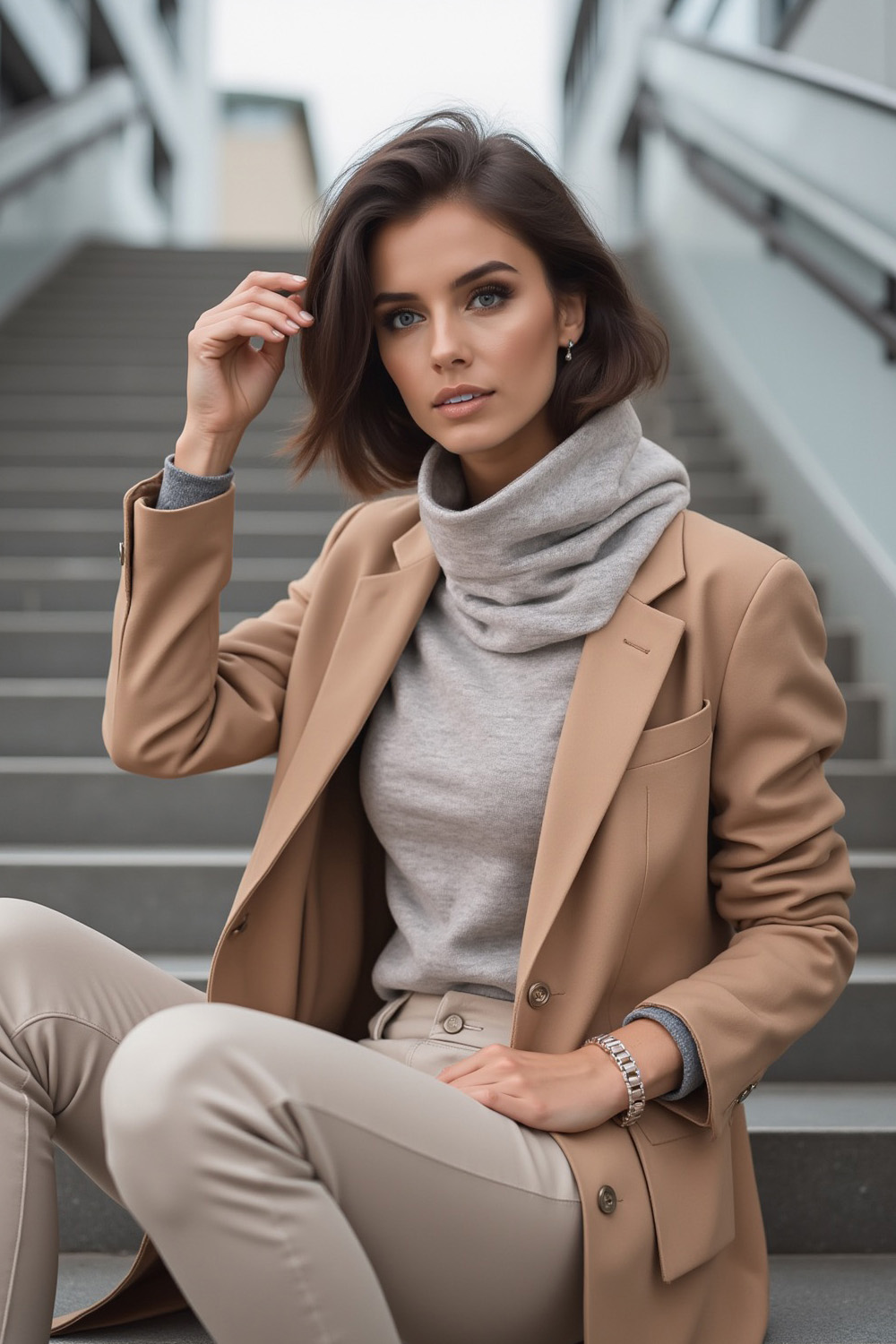 Vivisence Femme Snood Hiver Tricot Doux En Coton Confortable Chaleur Chaque Jour, gris clair