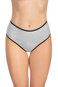 Vivisence culotte classique slip pour femme 4017, bande noire : gris