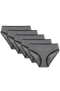 Vivisence Culotte Classique Slip pour Femme Lot de 5 Figi 4016, bande noire : graphite