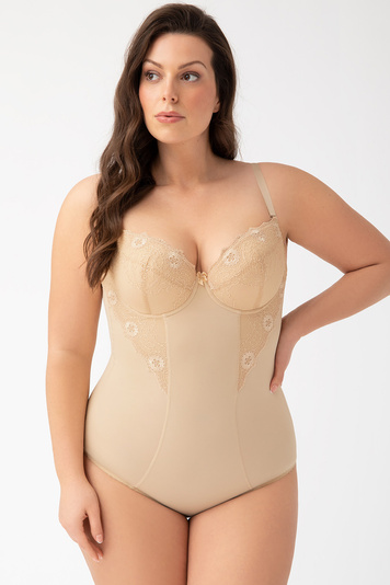 Gorsenia 184 Livia elegant smooth body with delicate lace - made in EU, Beige