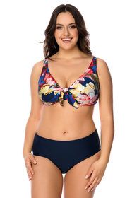 Vivisence 3203 top de bikini à rayures top qualité style classique, fleurs bleu foncé