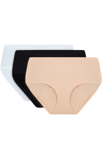 Vivisence lot de 3 slips féminins classique sans couture 4013 3-pack, blanc/noir/beige