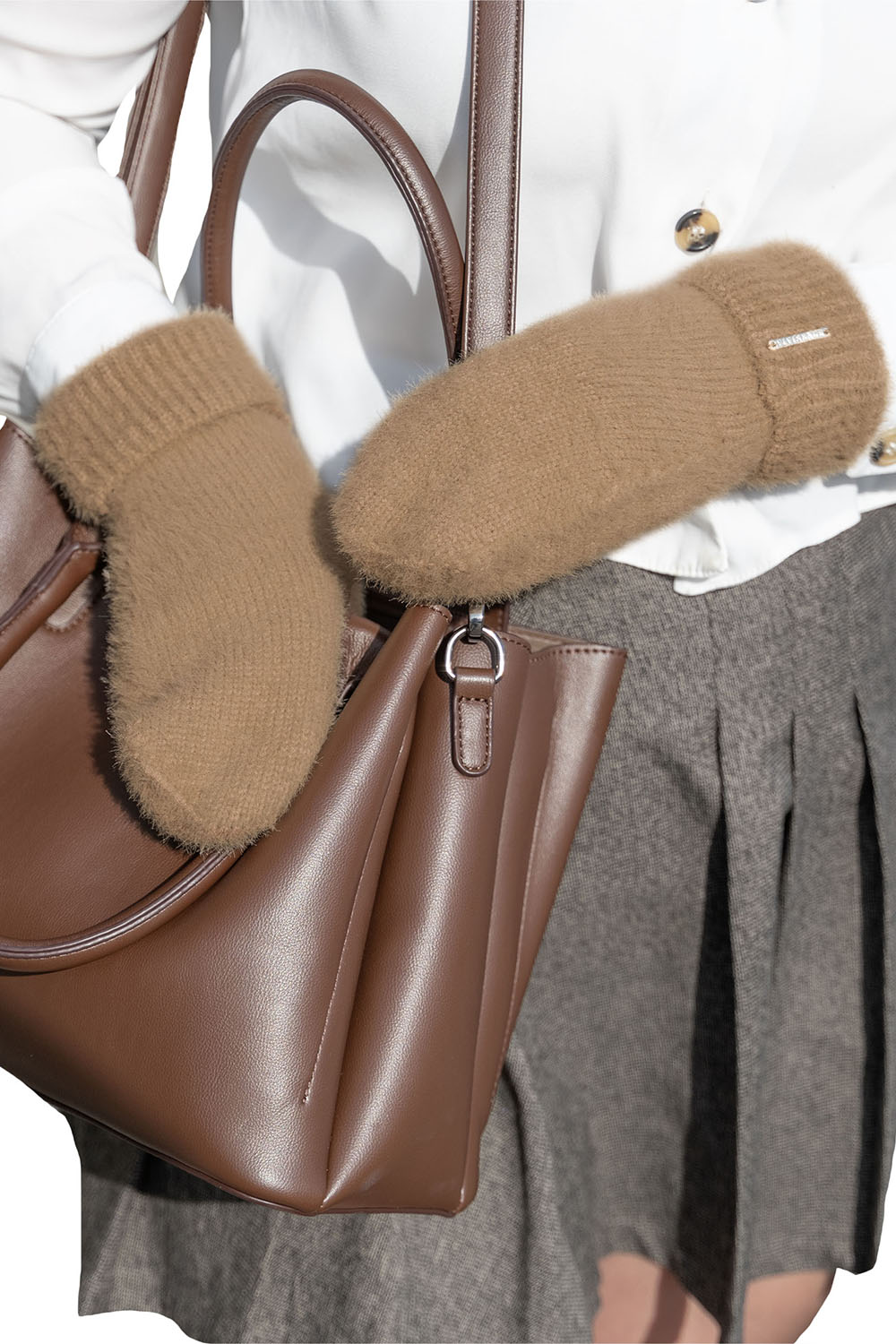 Vivisence Gants Femme pour L'Hiver et L'Automne Doublure Polaire Chaleur Hivernale Ourlet Large Confortable Avec Plaque Logo Élégante Pour Activités Extérieures Et Quotidiennes 7205, caramel