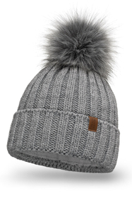 Vivisence Damen Bommelmütze Winter Fleecefutter Bommel Perfekte Passform 70100, hellgrau